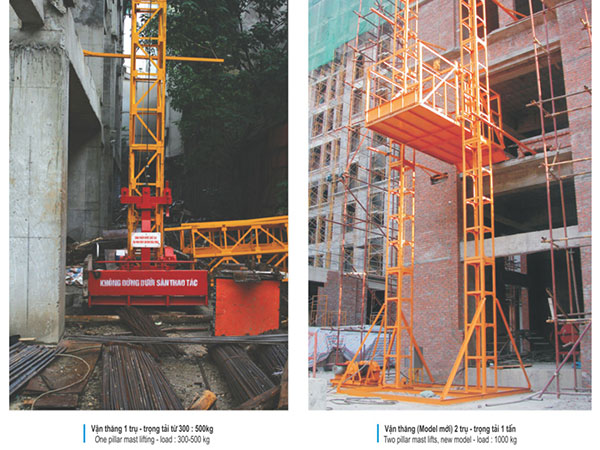 vận thăng nâng hàng 2 trụ 1 tấn